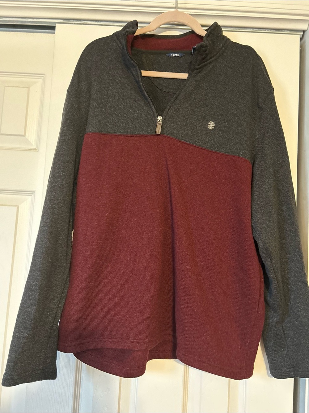 Men's Izod Two-Tone Half-Zip Sweater - Charcoal & Burgundy